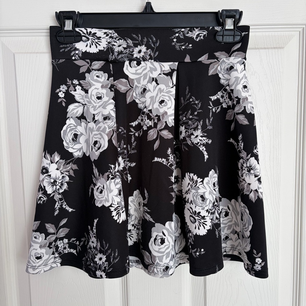 Floral Black and White Skirt